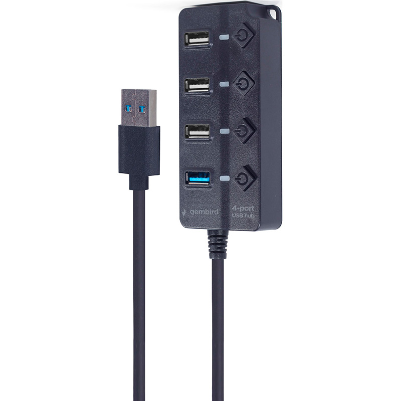 USB-хаб GEMBIRD 4 порта Black (UHB-U3P1U2P3P-01) Тип питания пассивный