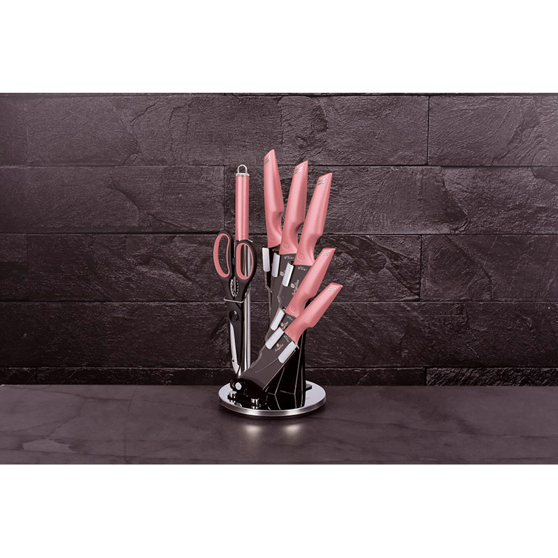 Набір ножів BERLINGER HAUS I-RO9SE Collection 8 пр (BH 2585) Японські ножі сантоку (кухарський)