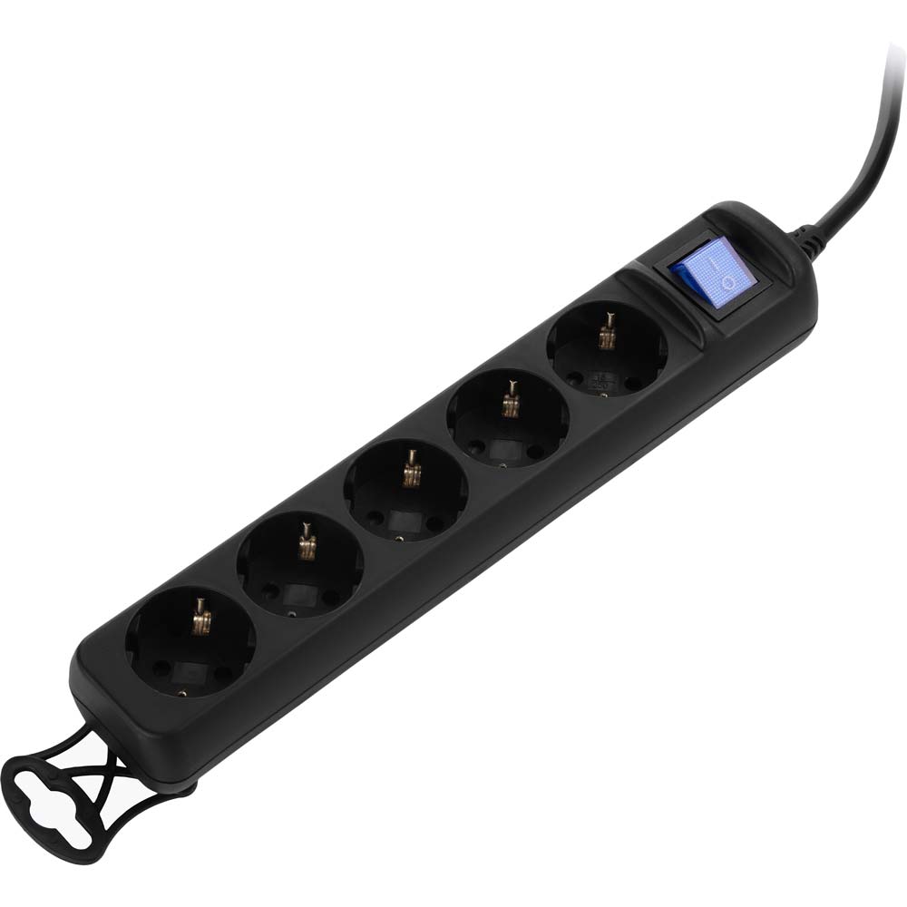 Удлинитель 2E 5 розеток 1.5м 16А 3x1.5мм2 Black (2E-U05ES15M1.5BK) Тип розеток евророзетка с заземлением (Тип F)