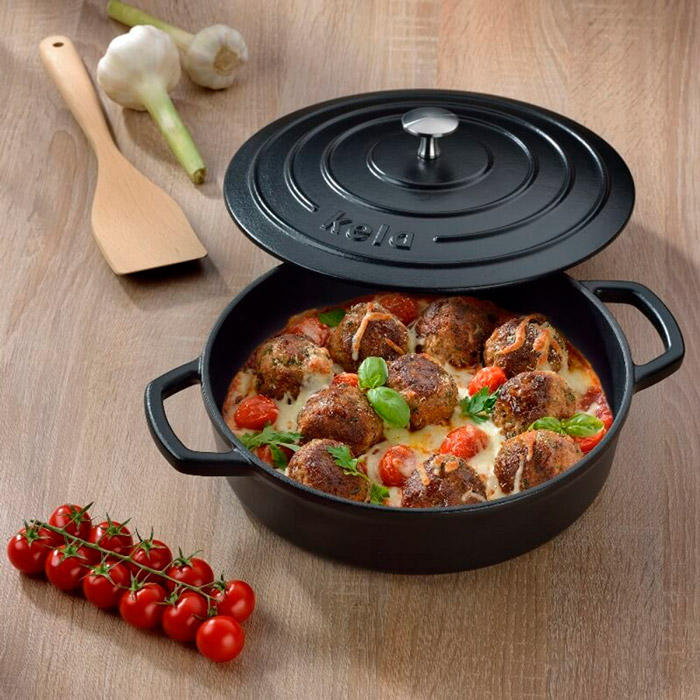 Сотейник із кришкою KELA Calido 28 см Black (12468) Висота борту 7