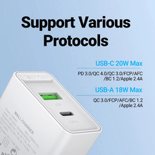 Зарядний пристрій VENTION USB Type C + QC4.0 (18-20W) White (FBBW0-EU-1)