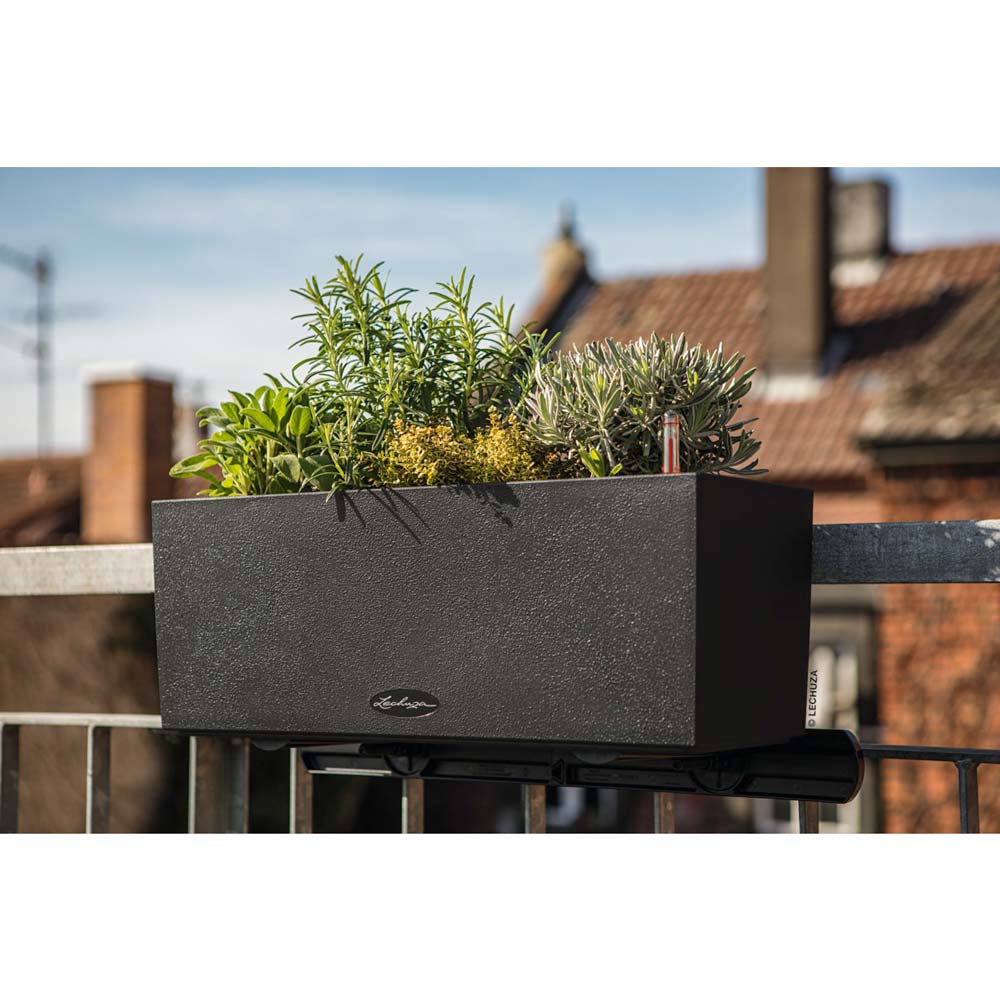 Кашпо Lechuza Balconera Stone 50 Графітово-чорний (15652) Розміри 50 x 19 x 19