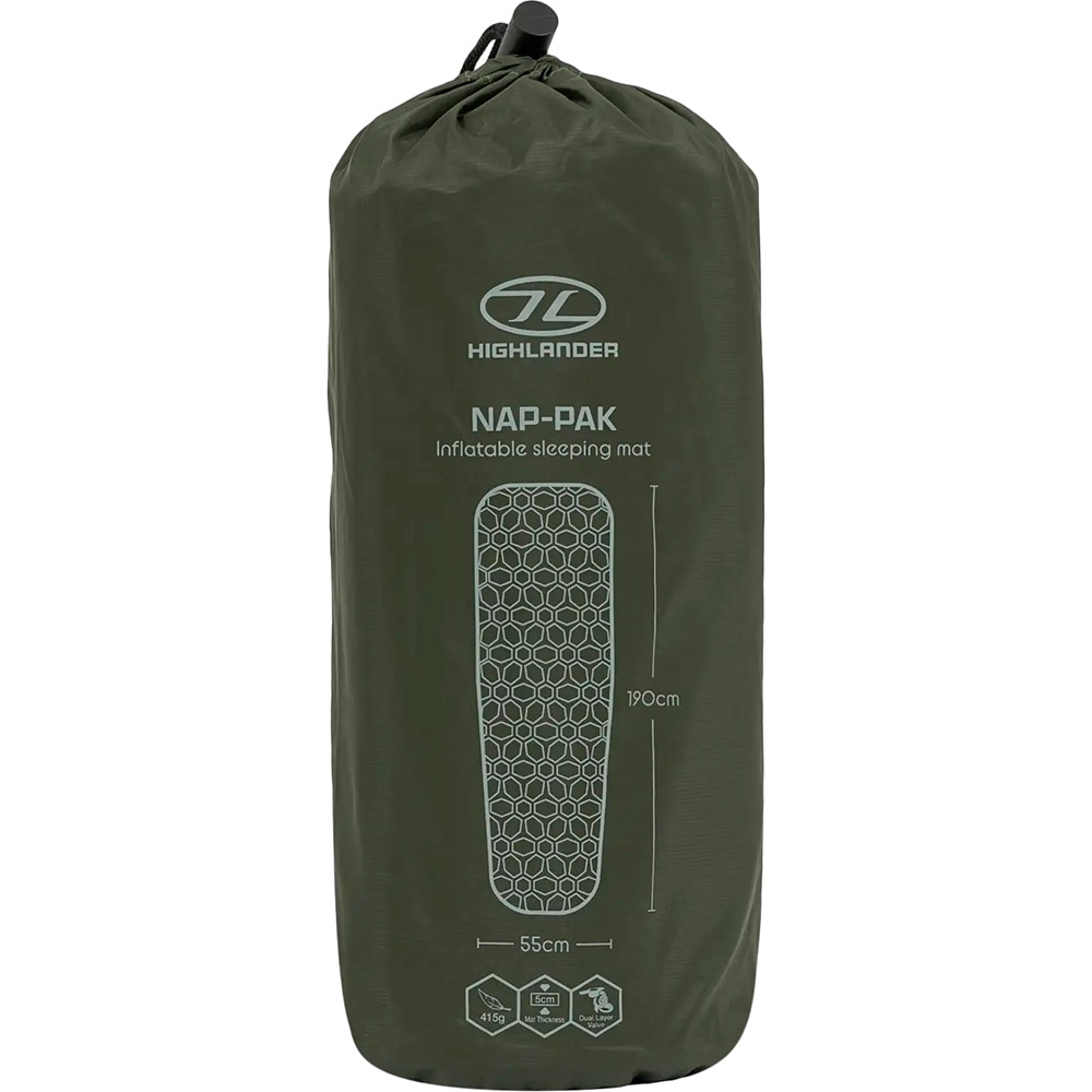 Килимок HIGHLANDER надувний Nap-Pak Inflatable Sleeping Mat 5 cm Olive (AIR071) Сезонність літо