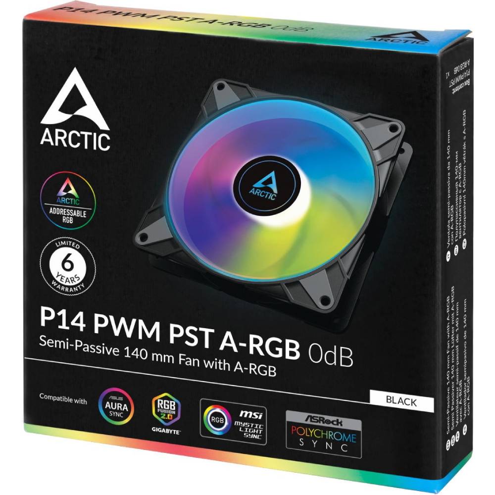 Кулер корпусный ARCTIC P14 PWM PST A-RGB (ACFAN00239A) Диаметр вентилятора, мм 140