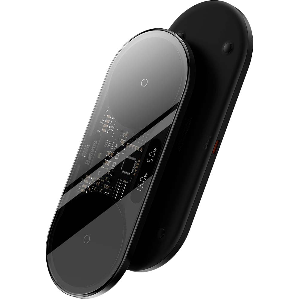 Беспроводное зарядное устройство Baseus 20W Digital LED Display Black (WXSX010101) Кабель съемный