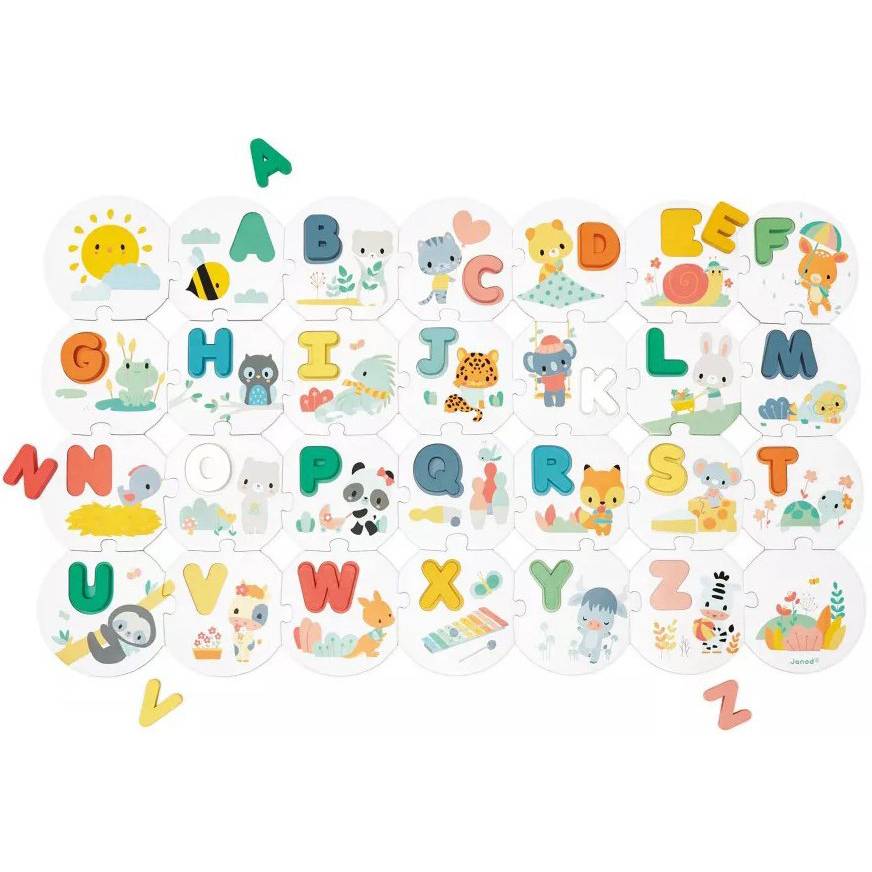 Развивающая игра JANOD Мой первый алфавитный пазл (J08045) Предмет изучения логика 