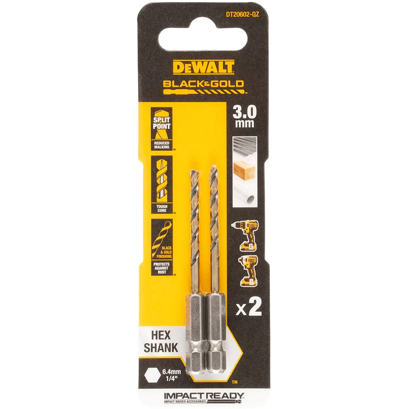 Набор сверл DEWALT EXTREME IMPACT Black & Gold HSS-G 3 мм (DT20602) Материал обработки металл