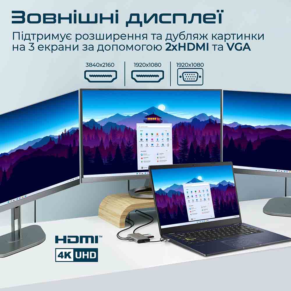 Док-станция Promate PrimeHub-MST 9 в 1 Grey (primehub-mst.grey) Тип док-станция