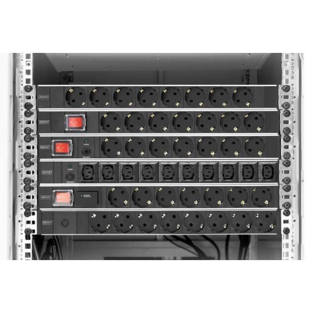 Сетевой фильтр DIGITUS 1U7xSchuko 7 розеток 2 м 16A Black (DN-95403) Тип розеток евророзетка с заземлением (Тип F)