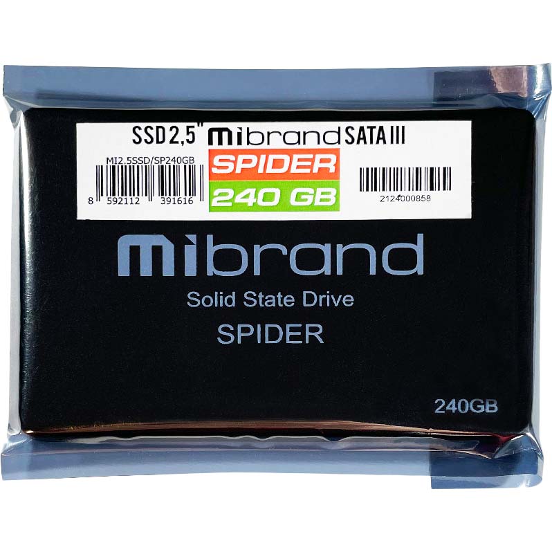 SSD накопичувач Mibrand Spider 240GB 2.5" SATAIII 3D NAND TLC Bulk (MI2.5SSD/SP240GB) Тип твердотільний накопичувач (SSD)