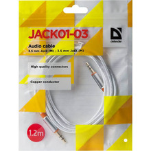 Кабель DEFENDER JACK01-03 AUX Audio 3.5мм M/M 1.2м White (87513)