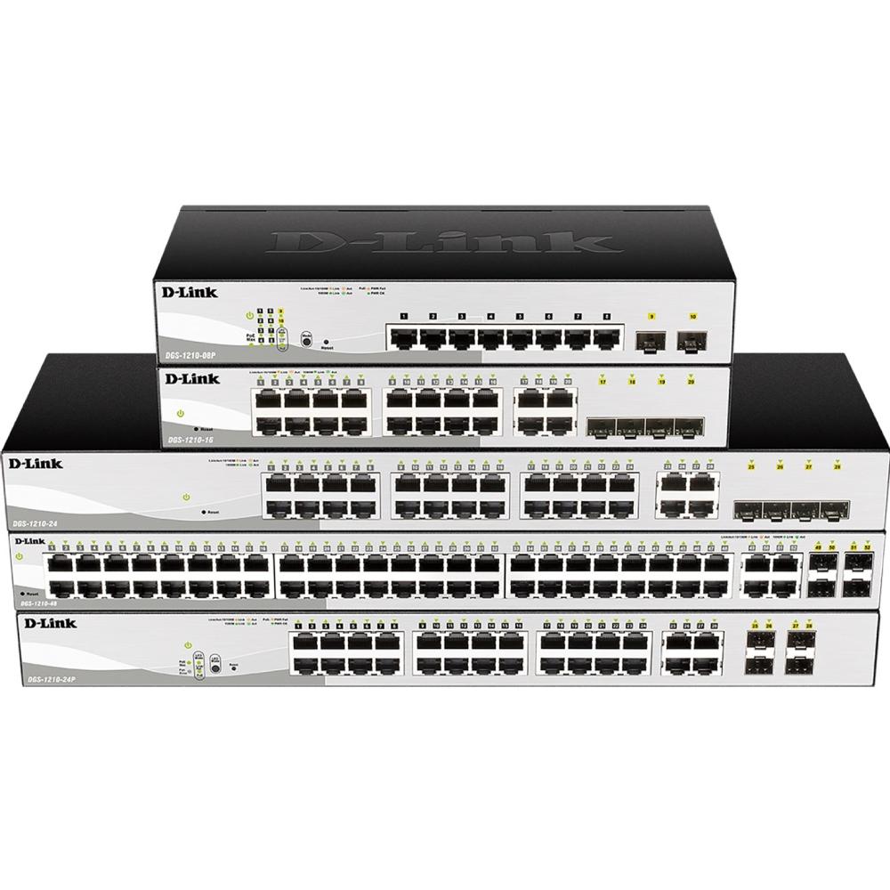 Коммутатор D-LINK DGS-1210-08P/E Ширина/высота корпуса 280 х 44 мм