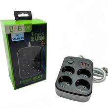 Сетевой фильтр XOKO SP-4-2-1 4 розетки 3 USB 2м Black (XK-SP-4-2-1-BK)