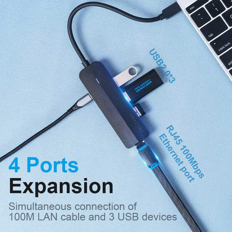 Док-станция VENTION USB 3.1 Type-C - 3 x USB 2.0 + Micro-USB + RJ45 Black (TGOBB) Тип питания пассивный