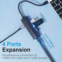 Док-станция VENTION USB 3.1 Type-C - 3 x USB 2.0 + Micro-USB + RJ45 Black (TGOBB)