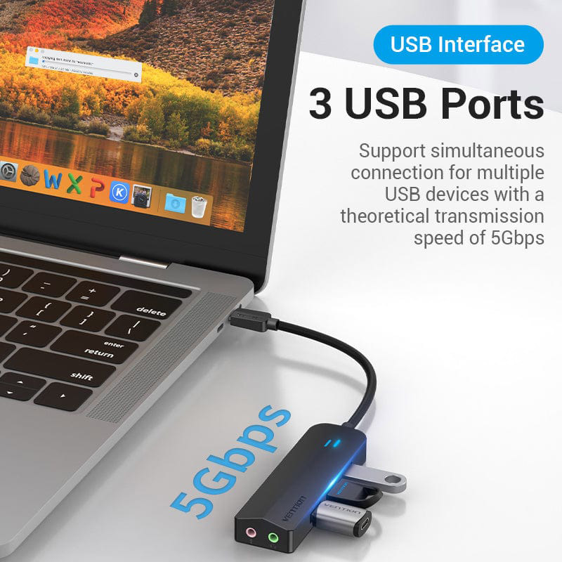 Док-станция VENTION USB 3.1 Type-C - 3 x USB 3.0 + MicroUSB + 3.5mm Black (TGQBB) Интерфейс подключения USB Type-C