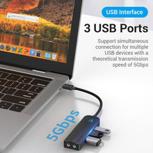 Док-станция VENTION USB 3.1 Type-C - 3 x USB 3.0 + MicroUSB + 3.5mm Black (TGQBB)