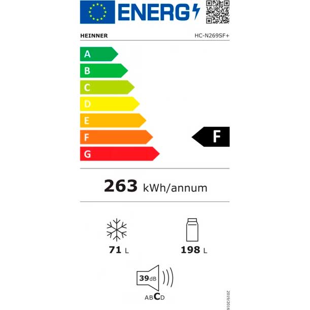 Холодильник HEINNER HC-N269SF+ Морозильная камера нижнее расположение