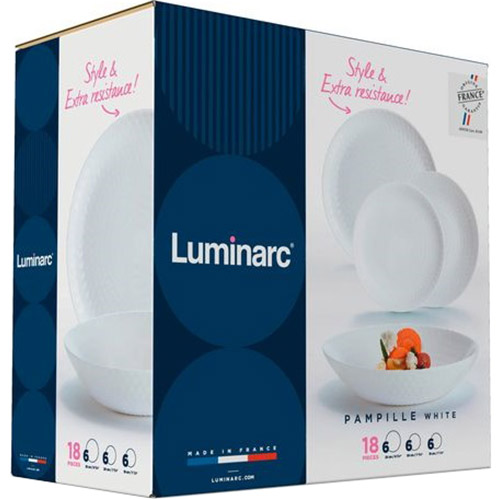 Сервиз LUMINARC PAMPILLE WHITE 18 пр (Q6153) Количество персон 6