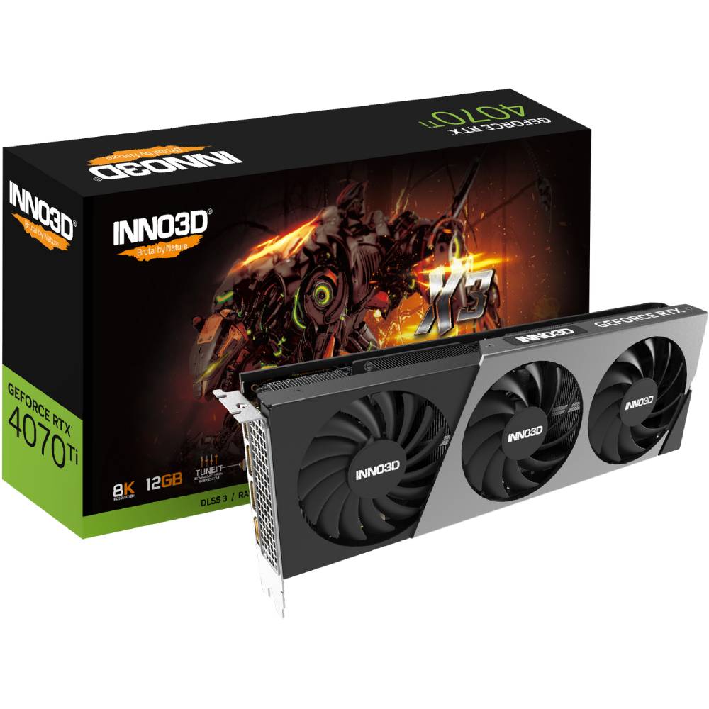 Відеокарта INNO3D RTX4070 TI X3 12GB 192bit 2310/21000MHz (N407T3-126X-186148N) Об'єм вбудованої пам'яті, Гб 12