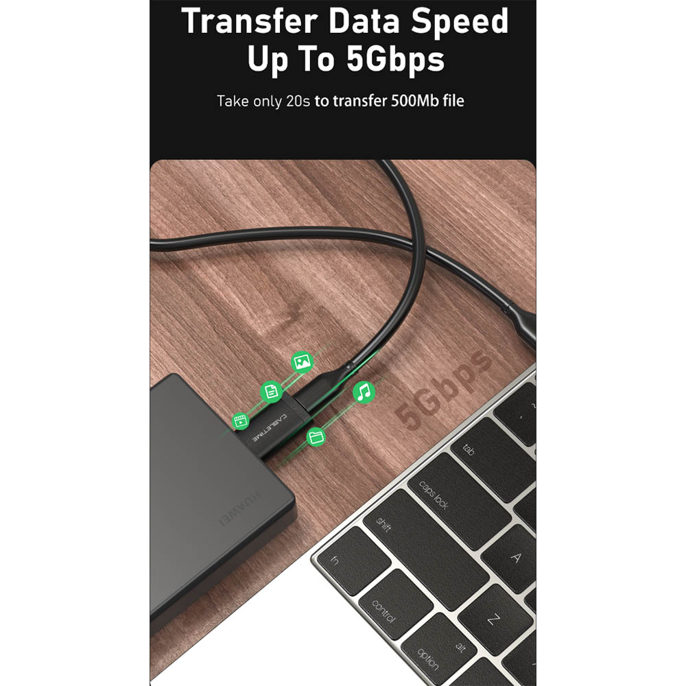 Переходник CABLETIME USB3.0 A Male - USB Type-C Female OTG (CP73B) Разъем 1 USB тип А (папа)