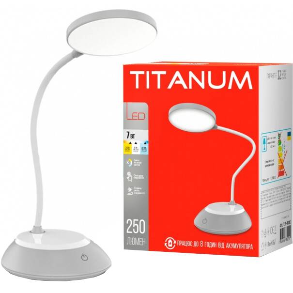 Настільна лампа TITANUM LED DC3 TLTF-022G Grey (26843) Тип вимикача сенсор