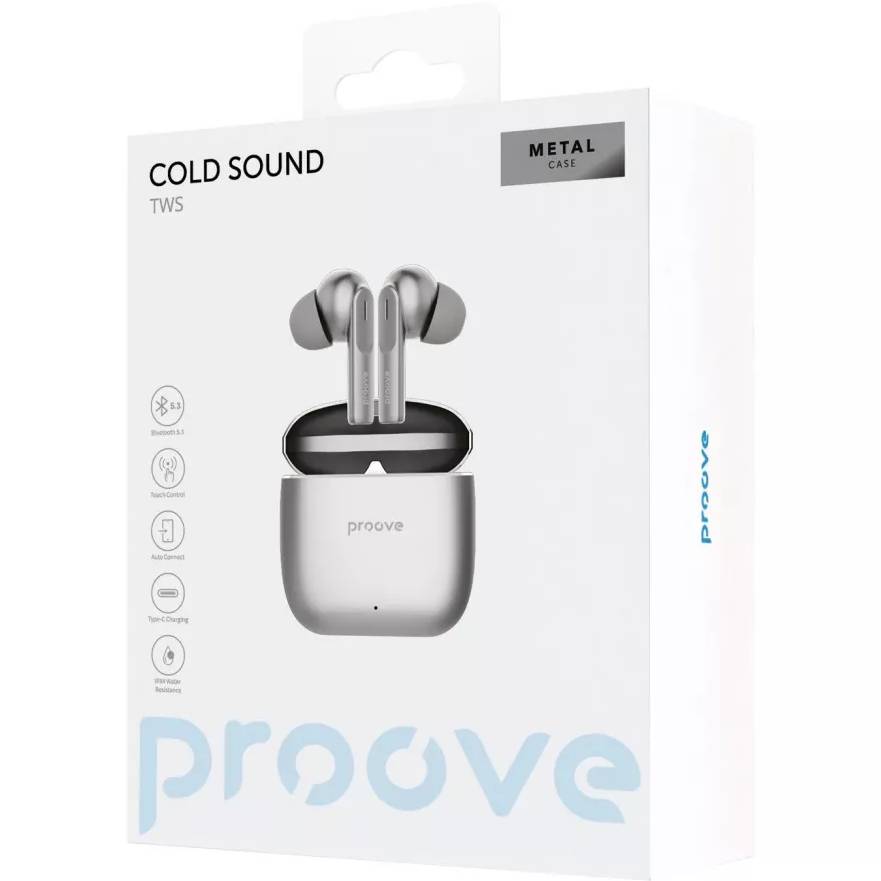 Гарнітура PROOVE Cold Sound TWS (49210silver/white) Конструкція внутрішньоканальні (у вушний канал)