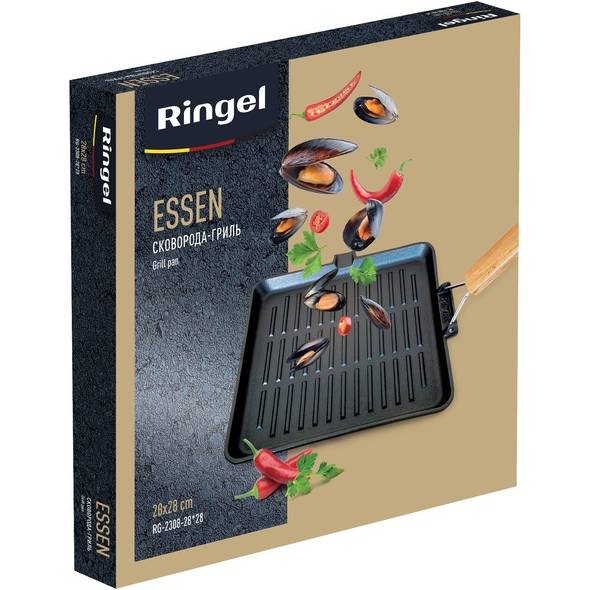 Сковорода-гриль RINGEL Essen 28 см (RG-2308-28*28) Материал чугун