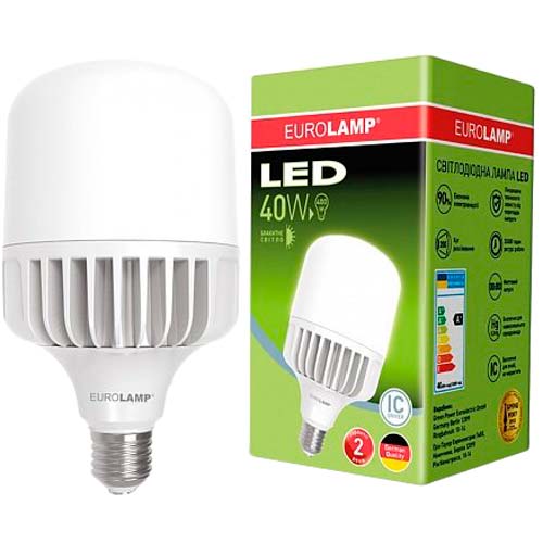 Світлодіодна лампа Eurolamp LED E27 40W 6500K (LED-HP-40276) Тип цоколя (патрона) E27