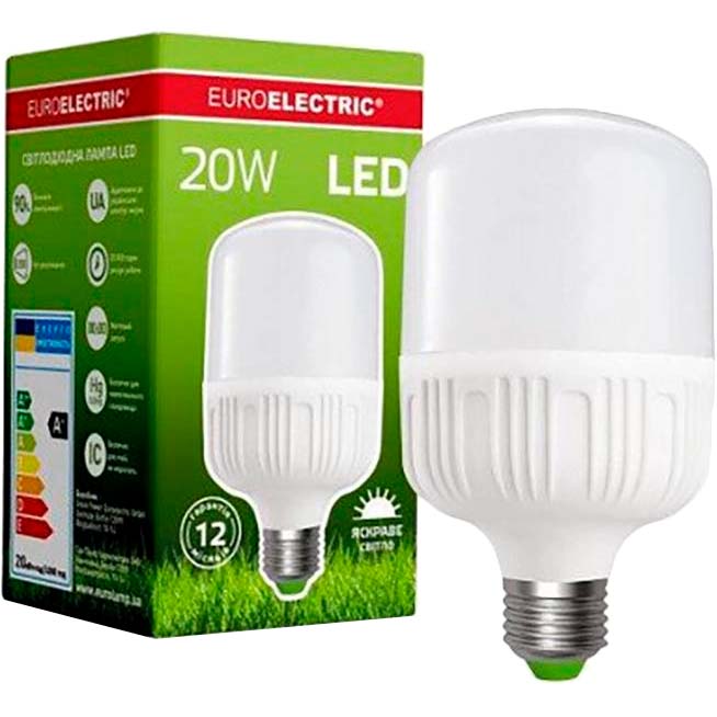 Світлодіодна лампа Euroelectric LED Plastic 20W E27 4000K (LED-HP-20274(P)) Тип цоколя (патрона) E27