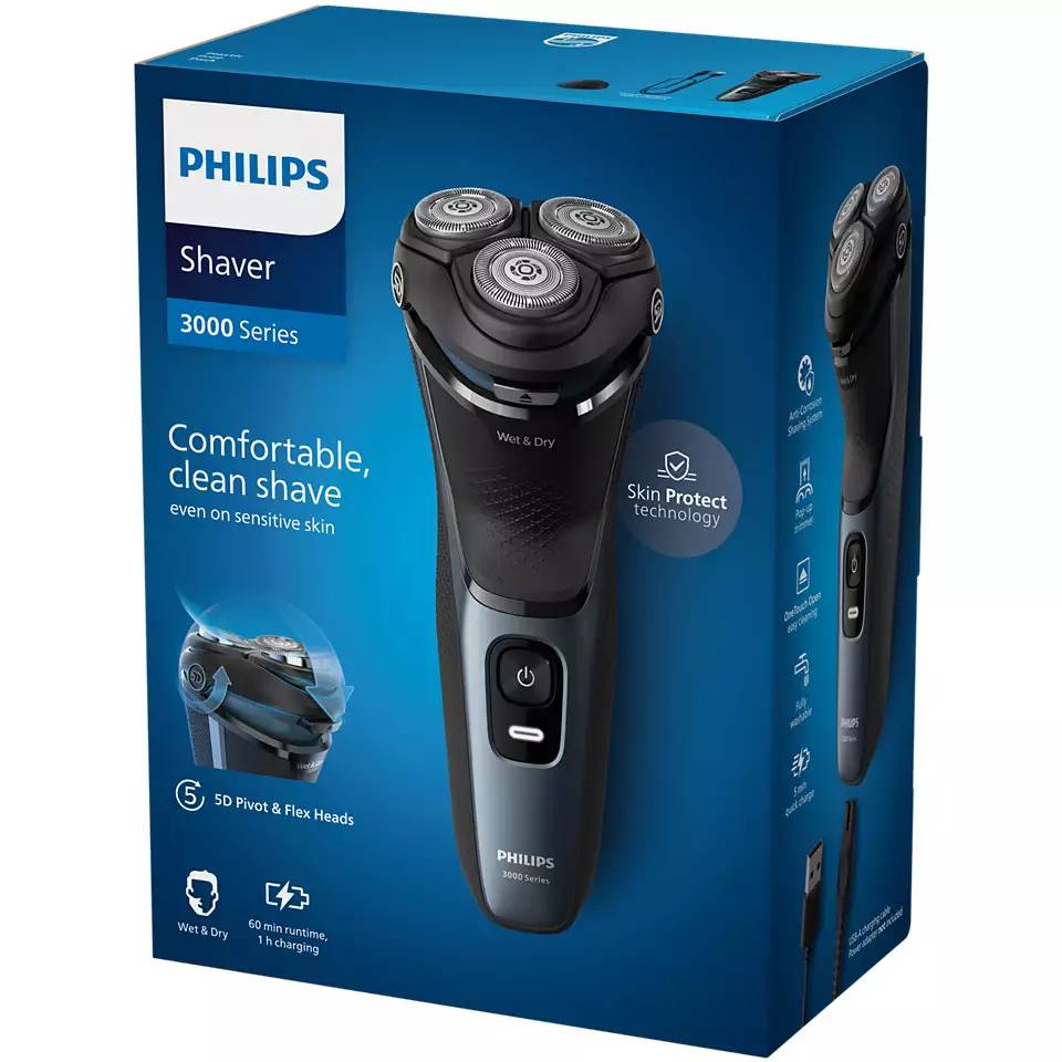 Электробритва PHILIPS series 3000 S3144/00 Количество головок/сеток 3