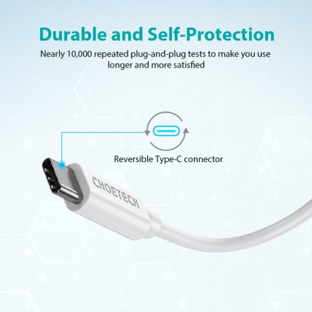 Кабель CHOETECH USB 2.0 AC0002-WH Разъем 1 USB тип А (папа)