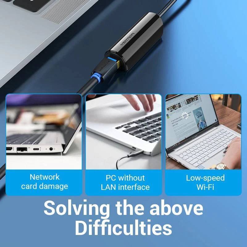 Сетевой адаптер VENTION USB3.1 Type-C - RJ45 Gigabit (CFBBB) Вид переходник
