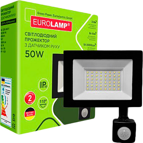 Прожектор EUROLAMP LED SMD 50W 6500K (20) (LED-FL-50/65(sensor)) Тип питания от сети