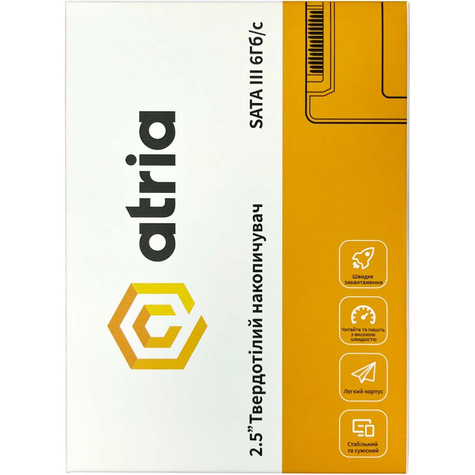 SSD накопичувач ATRIA XT200 512GB 2.5" SATAIII TLC (ATSATXT200/512) Тип твердотільний накопичувач (SSD)