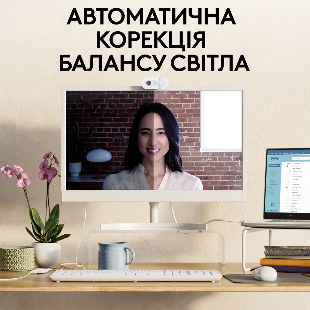 Web-камера LOGITECH Brio 100 FHD White (L960-001617) Способ фокусировки фиксированный