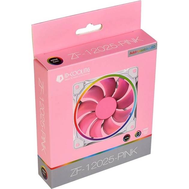 Кулер корпусний ID-COOLING ZF-12025-PINK PWM Підшипник гідродинамічний