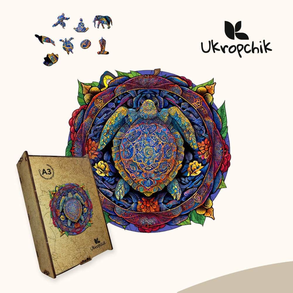Пазл UKROPCHIK Мандала Черепаха size L (Mandala Turtle A3) Тематика пазла животные