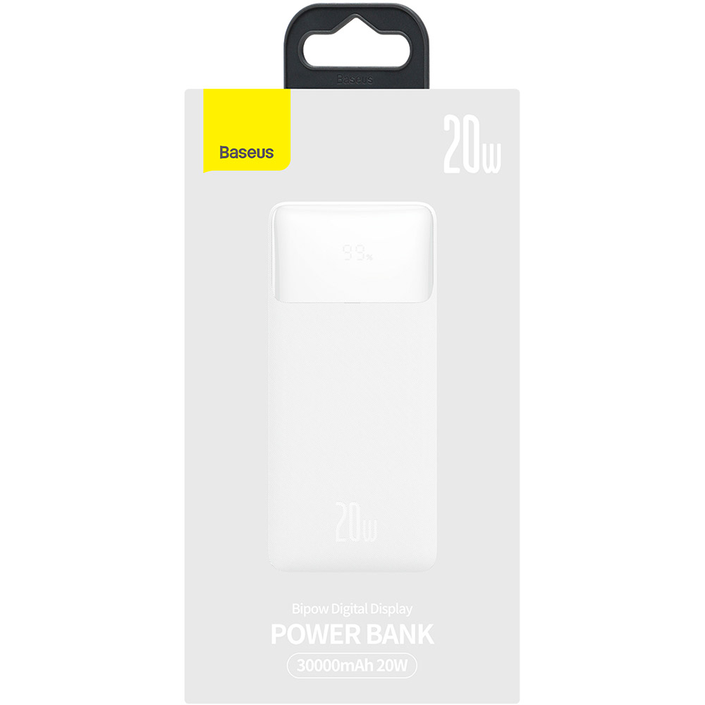 Powerbank BASEUS Bipow Overseas 20W 30000mAh White (39243white) Входной разъем micro-USB, USB Type-C