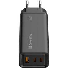 Зарядний пристрій ColorWay GaN3 Pro Power Delivery 65W Black (CW-CHS039PD-BK)