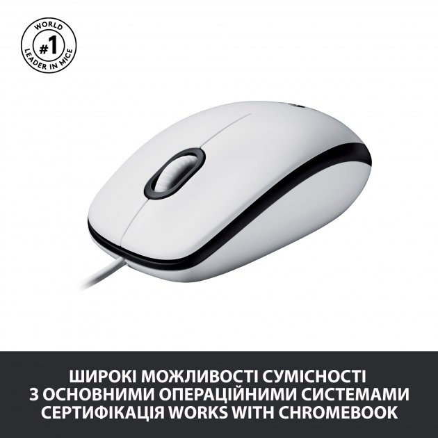 Миша LOGITECH M100 USB White (910-006764) Тип підключення дротове