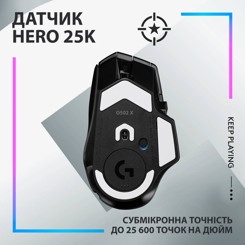 Миша LOGITECH G502 X PLUS Black (910-006162) Тип сенсора оптичний