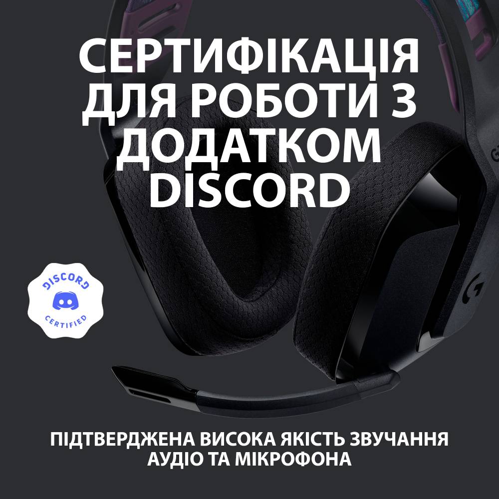 Гарнитура LOGITECH G535 LIGHTSPEED Wireless Gaming Headset BLACK-2.4GHZ (981-000972) Конструкция полноразмерные (полный обхват уха)