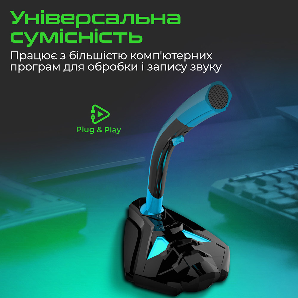 Микрофон Vertux Streamer-4 AUX 3.5 мм Blue (streamer-4.blue) - в  интернет-магазине Фокстрот: цены, отзывы, характеристики | купить в Киеве,  Харькове, Днепропетровске, Одессе - Украина