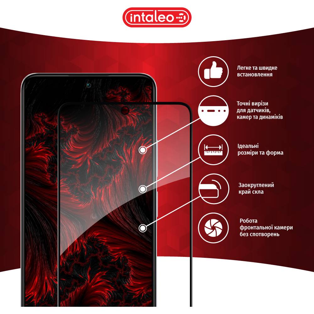 Зовнішній вигляд Захисне скло INTALEO Full Glue для Xiaomi Redmi Note 12 Чорний (1283126549366)