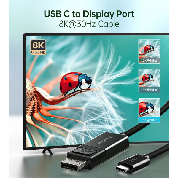 Кабель CHOETECH USB-C - DisplayPort (XCP-1803-BK) Конектори папа-папа