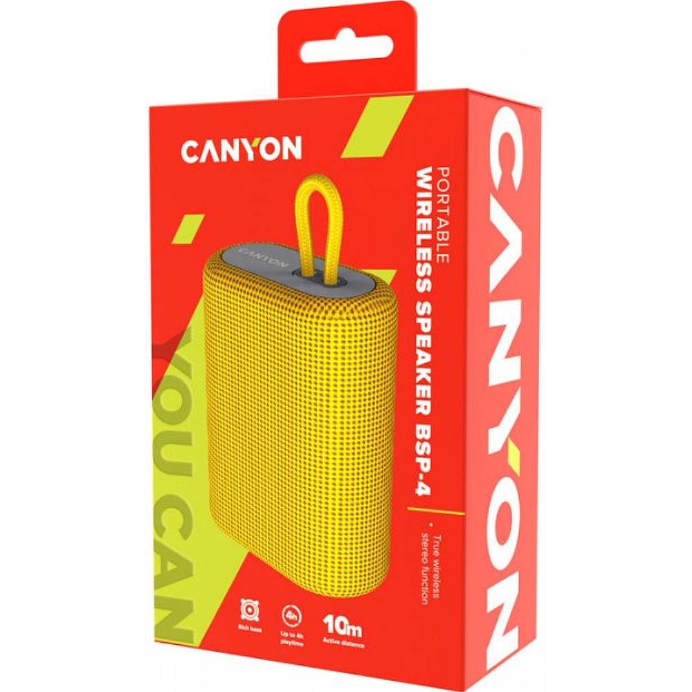 Портативна акустика CANYON BSP-4 BT V5.0 Yellow (CNE-CBTSP4Y) Потужність 5