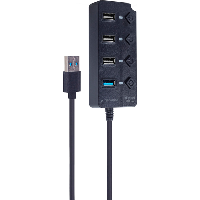 USB-хаб GEMBIRD 4 порта Black (UHB-U3P1U2P3P-01) Интерфейс подключения USB Type-A