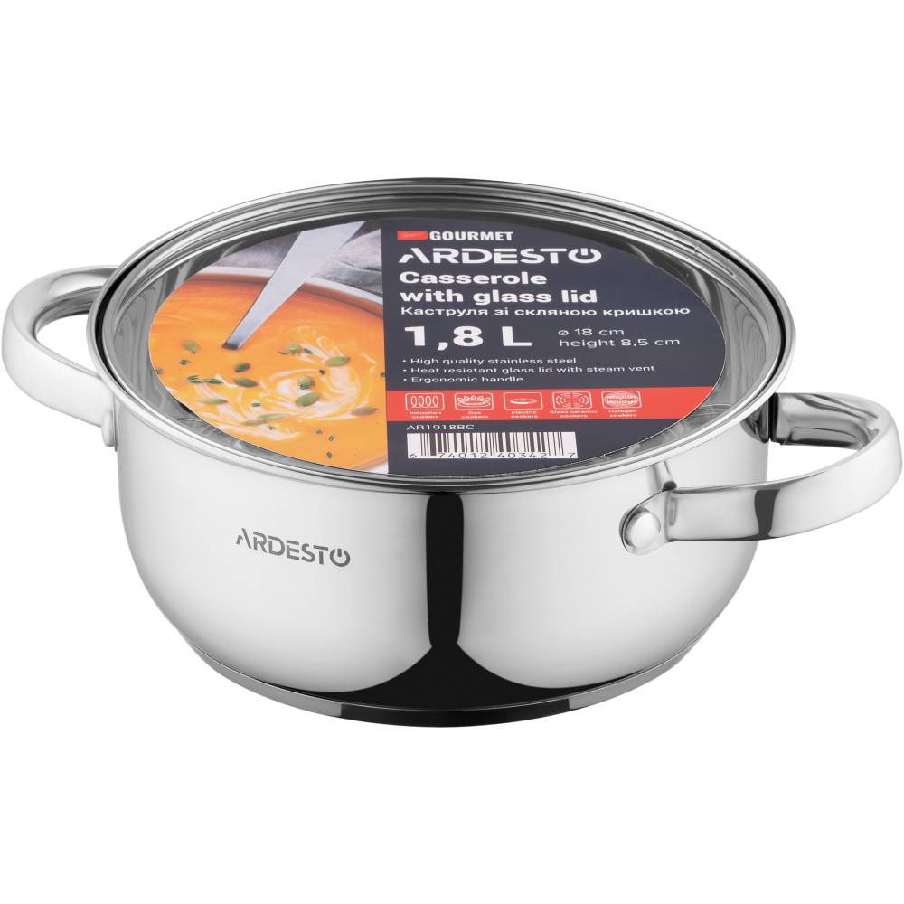 Кастрюля ARDESTO Gemini Gourmet Aosta 1.8 л (AR1918BC) Внутреннее антипригарное покрытие нет