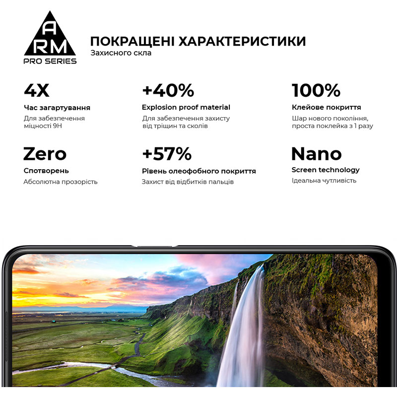 Защитное стекло ARMORSTANDART Pro для OPPO A55 4G Black (ARM61035) Олеофобное покрытие True